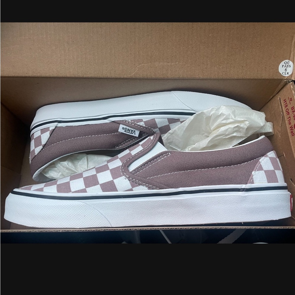 Vans Brown Checkered slip on shoes
